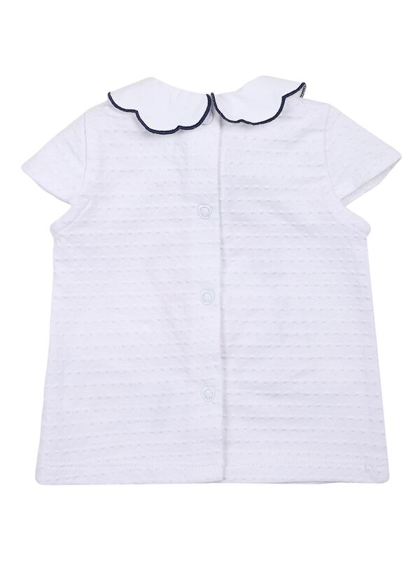 Girls White & Blue Printed T- Shirt with Short Pants image number 1